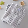 schinte 100% Pure Linen Striped Summer Shirt Men Breathable Stand Collar Short Sleeved Casual Comfortable Shirt New D7Vg#
