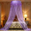 With Light String Princess Girl Garden Mosquito Net Round Lace Curtain Dome Bed Canopy Netting Summer Romantic Mosquito 240315