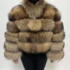 Maomaokong 2024 Natural Real Fox Fur Coat Win Winter LG Sleeve Luxury Racco Fur Jundsices Top Top Female Furry Coat Step u0wa#