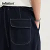 inflation Stitching Wide Leg Denim Trousers Unisex Baggy Jeans Pants R64p#