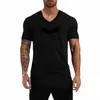 Schwarze Fledermaus gedruckte klassische Herren-T-Shirts Sommer Fi Cott Slim Fit V-Ausschnitt Kurzarm Atmungsaktive Freizeitsport-Tops T-Shirts Y5Vx #