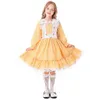 halen Children Cute Maid Cosplay Costume Holiday Party Beer Festival Yellow Checked Floral Dr Set Sweet Stage Clothing q5na#