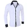 Herren Lg Sleeved Color Block Cuff Slim Shirt Brusttasche Anzughemden Casual Butt Turn Down Kragen Busin Shirts 45gk #