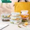 Geschirr Kawashimaya Glas-Lunchbox, Mikrowellenheizung, spezielle Schleife, Obst, Kühlschrankqualität, versiegelte Konservierungsschüssel