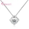 Pendant Necklaces Korean Style 925 Sterling Silver Women Gift Square Love Cubic Zircon Pandant Wedding Jewelry Joyas