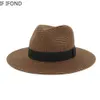 Chapeaux Panama d'été de grande taille 60CM pour femmes et hommes, chapeau de Jazz de plage à Large bord, chapeau de paille solaire rafraîchissant pour dames 240325