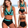 Kvinnors badkläder 2022 Ny hög midja bikini Sexig baddräkt Kvinnor Push Up Bathing Suit Bikini Set Plus Size 5XL Badkläder Kvinnor Beach Swimming Suit T240328