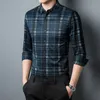 New Men Plaid LG Sleeve Busin Shirt بعقب أسفل القميص Man Dr Shirt X1AP#