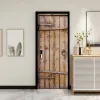 Adesivos retro oldfashioned simulação porta de madeira adesivo escada porta deslizante decoração adesivos de parede autoadesivo papel de parede removível