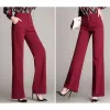 S-4XL Plus Size Pantaloni da donna Primavera Autunno Donna Gamba larga Pantaloni da ufficio Pantaloni a vita alta da donna Pantaloni dritti formali neri x1Q7 #