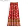 Kjolar skorts boho drottningar hippie kvinnor blommor tryck tofs strand bohemiska veckade kjol damer hög elastisk midja a-line rayon maxi yq240328