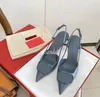 Designer Sandals High Heels äkta läder för kvinnors skor 6cm 8cm 10cm sommar lyxiga plattskivor damer strand sandal party oran skor med dammväska 35-44