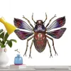 Autocollants muraux coccinelle en acier inoxydable, ornement mural coloré à suspendre, figurine miniature d'animal 3D pour décoration de maison et de ferme