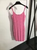 326 XL 2024 Milan Runway Dress SPring Summer Sleeveless Black Pink Mid Calf Brand Same Style Womens Dress Fashion High Quality 20232070