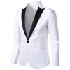 2023 New Arrival Suit Men's Single Butt Suits Slim Fit Party Wedding Casual Blazer Black and White Solid Design Collar Blazers z6Gv#