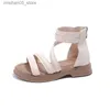 Sandalen Meisjes Sandalen Zomer 2024 Nieuwe Open Prinses Schoenen Grote Kinderen Zachte Zool Meisjes Internet Rode Romeinse Schoenen Q240328