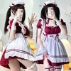 Maid cosplay plus size lolita enhetlig sexig vin röd låg snitt stil dr daglig härlig kläddräkt disfraz anime oktoberfest r7ct#