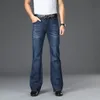 Jeans Männer Herren Ausgestellte Jeans Boot Cut Bein Ausgestelltes Männlich Designer Klassische Denim Jeans Hohe Taille Stretch Lose Ausgestelltes Blau 17aZ #
