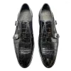 Robe chaussures Chue arrivée hommes mâle formel crocodile cuir moine pour mariage affaires mode