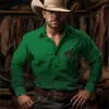 Retro LG Sleeve Western Cowboy Manlig social skjorta Blus Rockabilly Men Street Vintage Fi Casual Clothing Camisas Casuais J6MI#