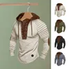 men Hooded Sweatshirt Vintage Lace-up Drawstring Men's Hoodie with Pleated Shoulders Soft Stretchy Breathable Daily Top Tie W85x#