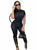 Nibber Activewear 2 Deux pièces Set Femmes Skinny manches courtes Top Sportif Pantalon crayon solide Femme Street Casual Costumes Simple Set y2dA #