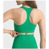 Lu Align Vest Tanks High Elastic Sports med fasta kuddar Deep U Neck -träning Yoga Top Tank Halter Racerback Gym Fitness Bras för Women Lemon Sports 2024