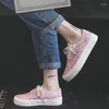 Scarpe casual da donna Canvas 2024 Pink Leopard Print vulcanizzata piatta semi drag