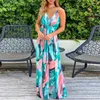 Casual Kleider Frauen Sling Floral Lange Sommer V-ausschnitt Backless Floarl Print Party Strand Boho Maxi Kleid Sexy Sommerkleid Dame Vestido