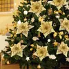 Decorative Flowers Items Christmas Flower Bling Accessories Gold Poinsettia Ornaments Pvc Decorations