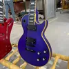 Meilleure guitare électrique personnalisée, quincaillerie noire, couleur violette en satin, touche en acajou, livraison gratuite
