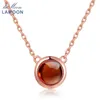 Catene LAMOON Collana di granato naturale per le donne Ciondolo con pietra preziosa Catena in argento sterling 925 Oro Vermail Gioielli Birthstone Regalo NI026