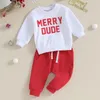 Kleidungssets Kleinkind Jungen Weihnachtsoutfit Kleinkind Babykostüm Briefdruck Langarm Sweatshirts Tops Hose Kleidung