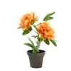 Fleurs décoratives simulées pivoine bonsaï plante artificielle fleur ornement de bureau en pot décoration de fête de jardin à la maison