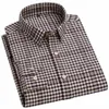 men's Flannel Lg Sleeve Premium Heavy Cott Shirt England Style Casual Standard-fit Plaid Striped Thick Soft Brushed Shirts j0Ki#