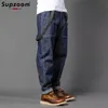 Supzoom Neue Ankunft Top Fi Herbst und Winter Casual Overalls Männer Fiable Lose Fettige Multi-Pocket Cargo Denim Jeans Z5kz #