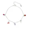 Enkelbanden Hot Fashion Zoete Gekleurde Fruit Armband Appel Aardbei Kers Druif Perzik Goud Zilver Ketting BraceletL2403