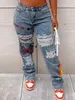LW Plus Size High-Waist Print Stretchy Jeans Straight Zipper Fly Stretchy Daily Mantel Fi Damenhosen Streetwears K9qc #