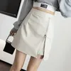 pu Faux Leather Skirt Women Korean Fi High Waist A-line Slim Split Zipper Vintage Sexy Mini Skirt Spring Autumn Streetwear z0YL#