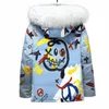 drôle Graffiti Imprimer Hiver Doudoune Hommes Blanc Canard Vers Le Bas Chaud Coupe-Vent Couple Amovible Col De Fourrure Rembourré Parkas Nouveau n8sQ #