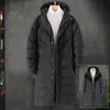 Mooie nieuwe casual herfstjas voor heren Warme dikke jas Winter Heren Fi Lg Winddicht Patchwork Herenparka Hoed Ritsjack P5jh#