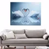 Adesivi 30x40 cm LED illuminati Love Swan Stampa su tela Immagine da appendere alla parete Decorazioni natalizie