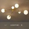 Luzes de teto moderna cobre dourado led lustre para sala estar quarto nordic luxo bola vidro pendurado lâmpada decoração interior iluminação