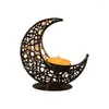 Candle Holders Crystal Pillar Holder Moon Shaped Metal Stand