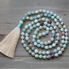 Outros pingentes 8mm Natural Amazonita Gemstone 108 Beads Tassel Mala Colar Abençoe Chakra Pulseira Lucky Uni Budismo Cura Gota de Otmfu