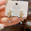 Stud Earrings Chinese Style Pearl Bell Orchid Zircon Light Luxury Temperament Retro And Niche Design Sense For Women