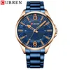 Curren/karien 8389 Skull Montre d'affaires décontractée et minimaliste à quartz en acier inoxydable pour homme