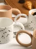 Muggar Creative Chubby Handle Splashing Ink Ceramic Mug Coffee Nordic Style Simple Office Tea Cup Söt och koppar 300 ml