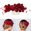 Clips de cheveux Barrettes Bride Poux Ornements de fleurs rouges Fleur à la main