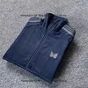new Butterfly Embroidery Needles Stripe Jacket High Quality 1:1 AWGE Black Sweatshirt Mens Womens Zip Stripe Needles Jacket Coat j4X8#